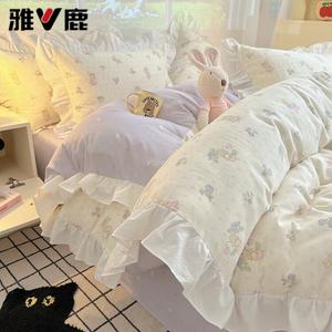 Yalu Комплект постельного белья 1,2 м, 3 предмета (пододеяльник 150*200 см), с кружевной отделкой, Holiday Manor Rabbit