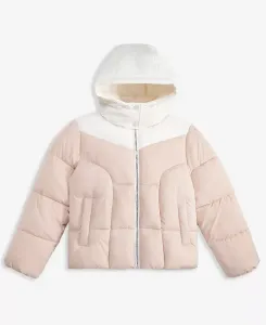 Пуховик с контрастной кокеткой для больших девочек Sam Edelman, розовый