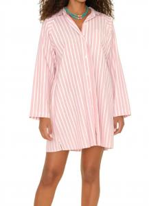 Женское платье-рубашка из хлопкового поплина Флора в цвете розовый сорбет XIRENA