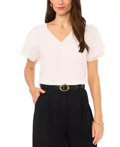 Женская блузка с V-образным вырезом и рукавом тюльпан Vince Camuto, белый