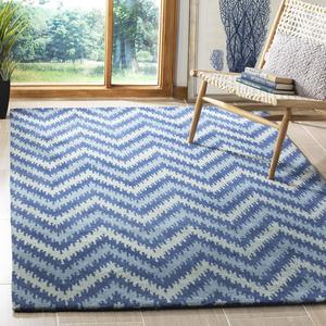 Ковер SAFAVIEH, 122 x 183 см, Wyndham Collection, Blue & Multi, ручной работы из современной шерсти, идеально подходит для помещений с высокой проходимостью: прихожая, гостиная, спальня (WYD511A)