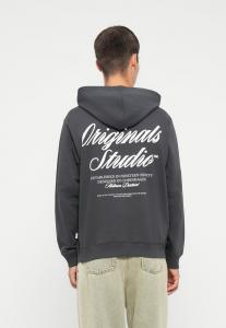 Худи Jack & Jones JORNORREBRO TYPO BACK HOOD SN, Asphalt/Grey