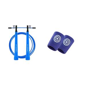 Скакалка для скоростных тренировок материал троса pvc стальной трос, материал рукоятки pvc для учеников LINING, Blue+Captain America Wrist Brace