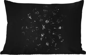 Подушка для улицы - Цветочный - Оранжевый - Розовый - Черный - 60 x 40 см - Водонепроницаемая - Подушка для отдыха - Декоративная подушка - Подушка для дома MuchoWow