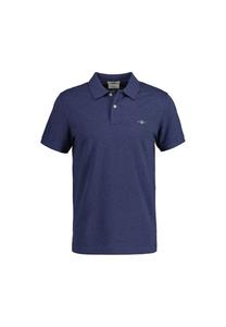 Рубашка поло - поло из тонкого пике с коротким рукавом и планкой на пуговицах с логотипом Gant, синий