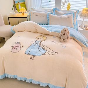 LUOLAI HOME Комплект постельного белья 1,5 м, 4 предмета: простыня на резинке, пододеяльник 200x230 см