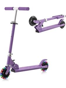 COSTWAY Самокат со светодиодными колесами, подходит для детей от 3 лет и старше, фиолетового цвета