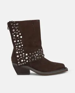 Женские ботильоны с широким каблуком и заклепками Alma en Pena, коричневый