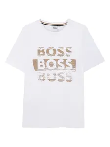 Футболка с короткими рукавами и логотипом BOSS Kidswear, белый