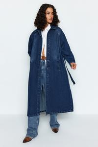 Тренч - Синий - Джинсовый Trendyol