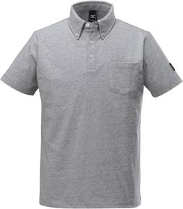 Мужская водоотталкивающая рубашка-поло с коротким рукавом и пуговицами, удобная для занятий спортом на открытом воздухе, лента для нейтрализации запахов, C2JA2153 Mizuno, светло-серый