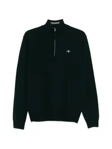 Свитер с воротником на молнии Gant, зеленый