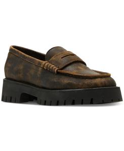 Женские лоферы строгого кроя с лангстеновой подошвой Steve Madden, Brown Crackled Distressed