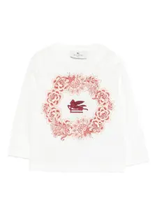 Топ с длинными рукавами и логотипом Pegasus ETRO KIDS, белый