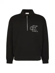 Поло с молнией и воротником Calvin Klein, черный