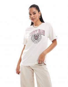 Футболка Tomme Jeans Tiger varsity oversize в овсяном цвете Tommy Jeans