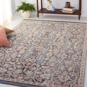 Ковер SAFAVIEH, 161 x 229 см, коллекции Vivaldi, Blue & Ivory, традиционный винтажный восточный дизайн, не линяет и прост в уходе, идеален для помещений с высокой проходимостью в гостиной, спальне (VIV568M)