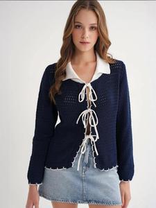 MixRay Вязаный кардиган в морском синем