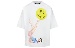 Футболка из хлопка с принтом Pin Up Palm Angels, белый