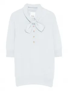 Поло с бантом и пуговицами Allude, синий