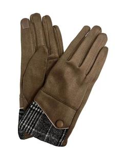 Перчатки из искусственной замши с клетчатыми манжетами для сенсорного экрана Marcus Adler, бежевый