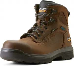 Мужские рабочие ботинки ARIAT Turbo 6” с водонепроницаемым верхом и углеродным носком - прочная кожа, коричневый