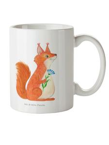 Детская кружка с рисунком белки и цветов, без слов, белого цвета Mr. & Mrs. Panda