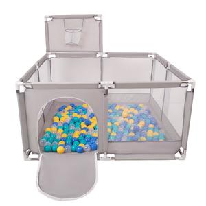 Поле Selonis KK-100X с шариками 6см серое:сине-бирюзово-желто-прозрачное 125х125х105/100 шариков