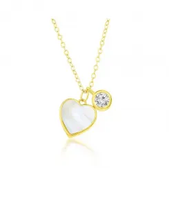 Серебряное ожерелье в форме сердца с фианитами в оправе из стерлингового серебра Caribbean Treasures, gold