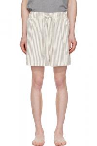 Пижамные шорты из коричневого и кремового поплина Tekla
