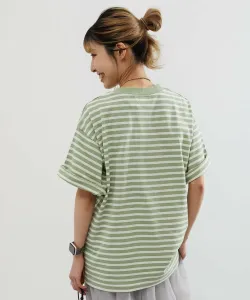 Футболка с коротким рукавом в полоску, 100% хлопок, устойчивая к стирке, свободного кроя, размер 26SS, для взрослых Devirock, цвет 008-Green