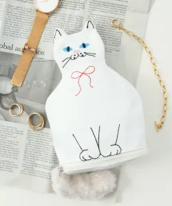 Косметичка с изображением кошки / Вышитая кошачья косметичка / Подарок с изображением кошки