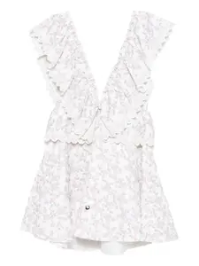 Платье с цветочным принтом и оборками COPERNI, белый