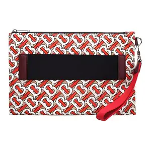 Burberry Клатч из коровьей кожи унисекс оранжево-красный принт