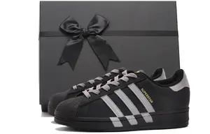 Adidas Originals Кроссовки SUPERSTAR устойчивые к истиранию для скейтбординга низкие унисекс черно-серые, цвет Black Gray