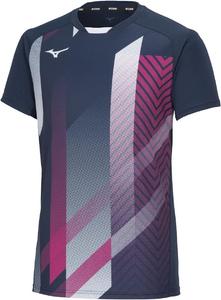 Футболка для тенниса Mizuno 62JAA003, с коротким рукавом, влагоотводящая, быстросохнущая, темно-синий