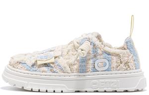 Женские низкие скейтерские кроссовки бежево-голубые OETZI