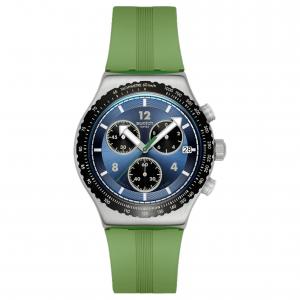 SWATCH Часы Essentials Collection Quartz Movement Unisex Watch 43mm Blue Dial Stainless Steel Case Silicone Strap, Blue Dial