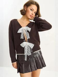 Bianco Lucci Трикотажный кардикан в темно-коричневом цвете