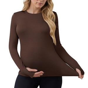 Женская футболка для беременных с длинным рукавом и круглым вырезом Inspire Chic, Brown