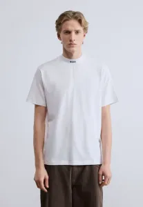 Футболка с воротником-стойкой, базовая футболка Boss, White