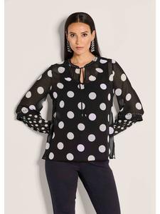 MADELEINE Элегантная блузка в горошек черно-белого цвета