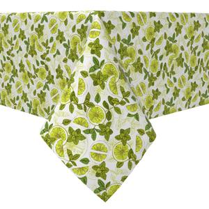 Квадратная скатерть, 100% хлопок, 60x60 дюймов, мята с лимонами
