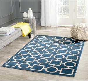 Ковер SAFAVIEH, 122 x 171 см, Washable Rug Outdoor Courtyard Collection - Navy & Beige, Non-Shedding & Easy Cleaning, для патио, заднего двора, прихожей (CY6925-268)