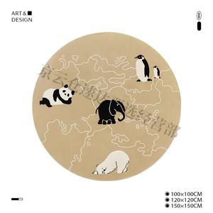 Saipos Ковер круглый 100х100 см для детей, без формальдегида и клея, антибактериальный, для гостиной или спальни, Happy Planet Green Mountain Home Journey
