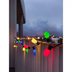 Светодиодная гирлянда, 20 лампочек с эффектом пламени, LED пивная садовая гирлянда, опал, 20 разноцветных ламп / 40 теплых белых светодиодов Konstsmide, черный