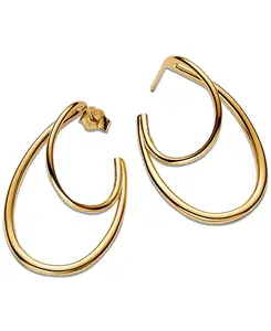 Двойные серьги-кольца органической формы Pandora, gold