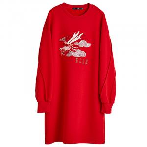 Женское платье с длинным рукавом ELLE, red