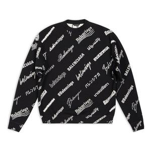Свитер allover logo print crewneck sweatshirt 'black white' Balenciaga, черный