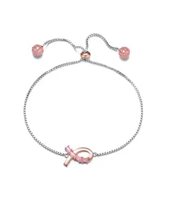 Двухцветный браслет-петля из стерлингового серебра с розовыми кубическими цирконами Gigigirl, mulit-color
